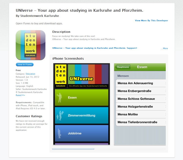 Screenshot der App im Apple Store